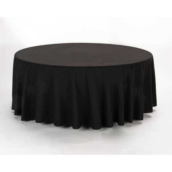Atlas Commercial Products 108" Round Polyester Tablecloth, Black PY-108R-03